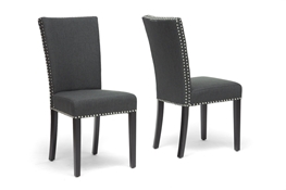 Baxton Studio Harrowgate Dark Gray Linen Modern Dining Chair (Set of 2)